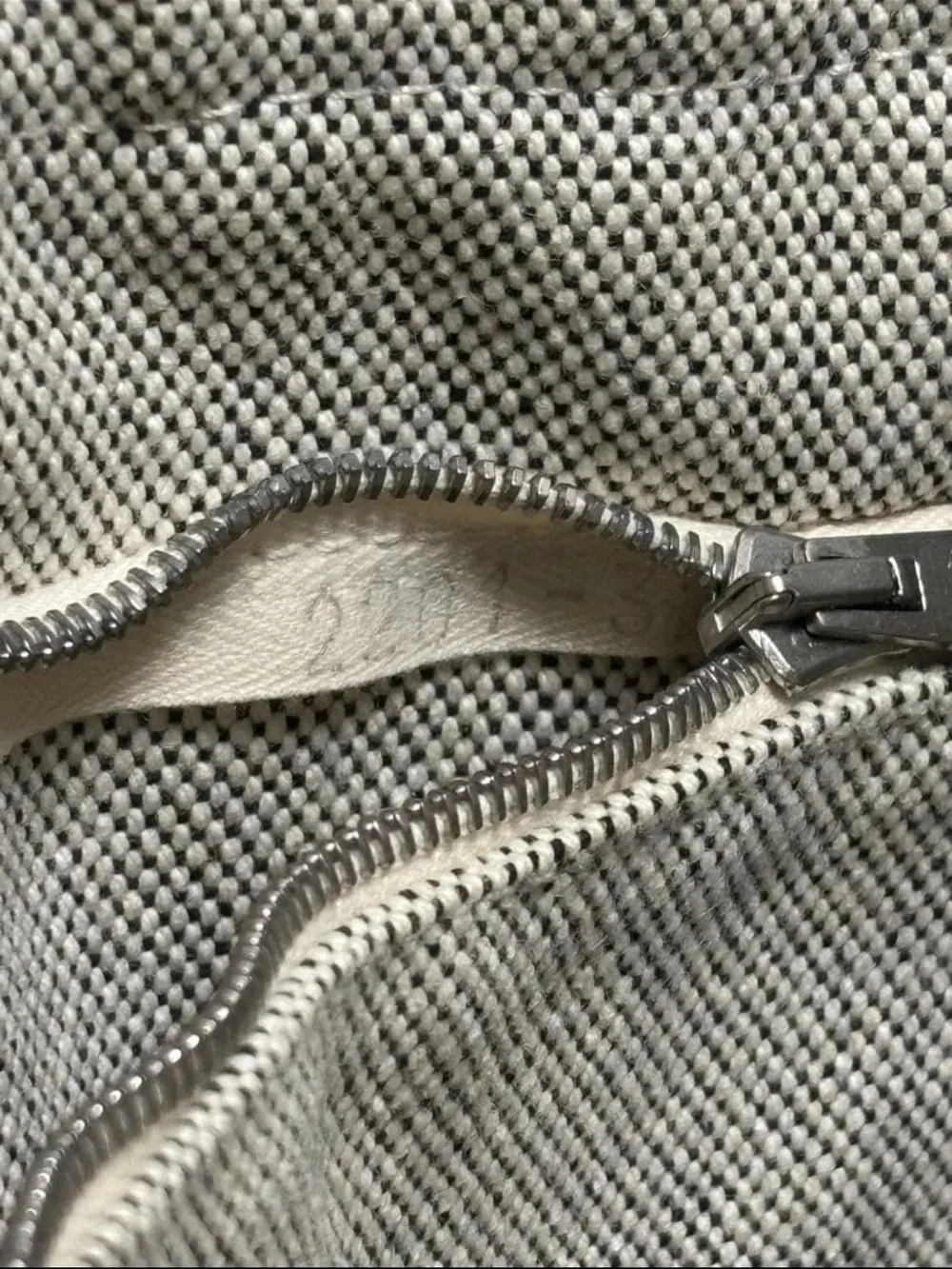 Hermes Natural Canvas Tote with Black Striped Handles